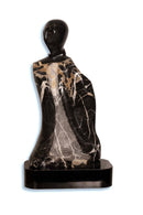 Contemporary Black Marble Abstract Figurative Sculpture on Base Signed Lora Ross