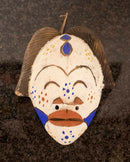 African Polychrome White Wall Sculpture with Orange Lips Mask Antique