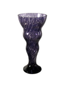 Contemporary Handblown Glass Vase Indigo with Swirl Design