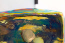 Paula Barton Signed Postmodern Iridescent Glass Decanter with Flower Design Top