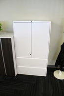 White Hybrid Unit Lateral File w Storage Cabinet
