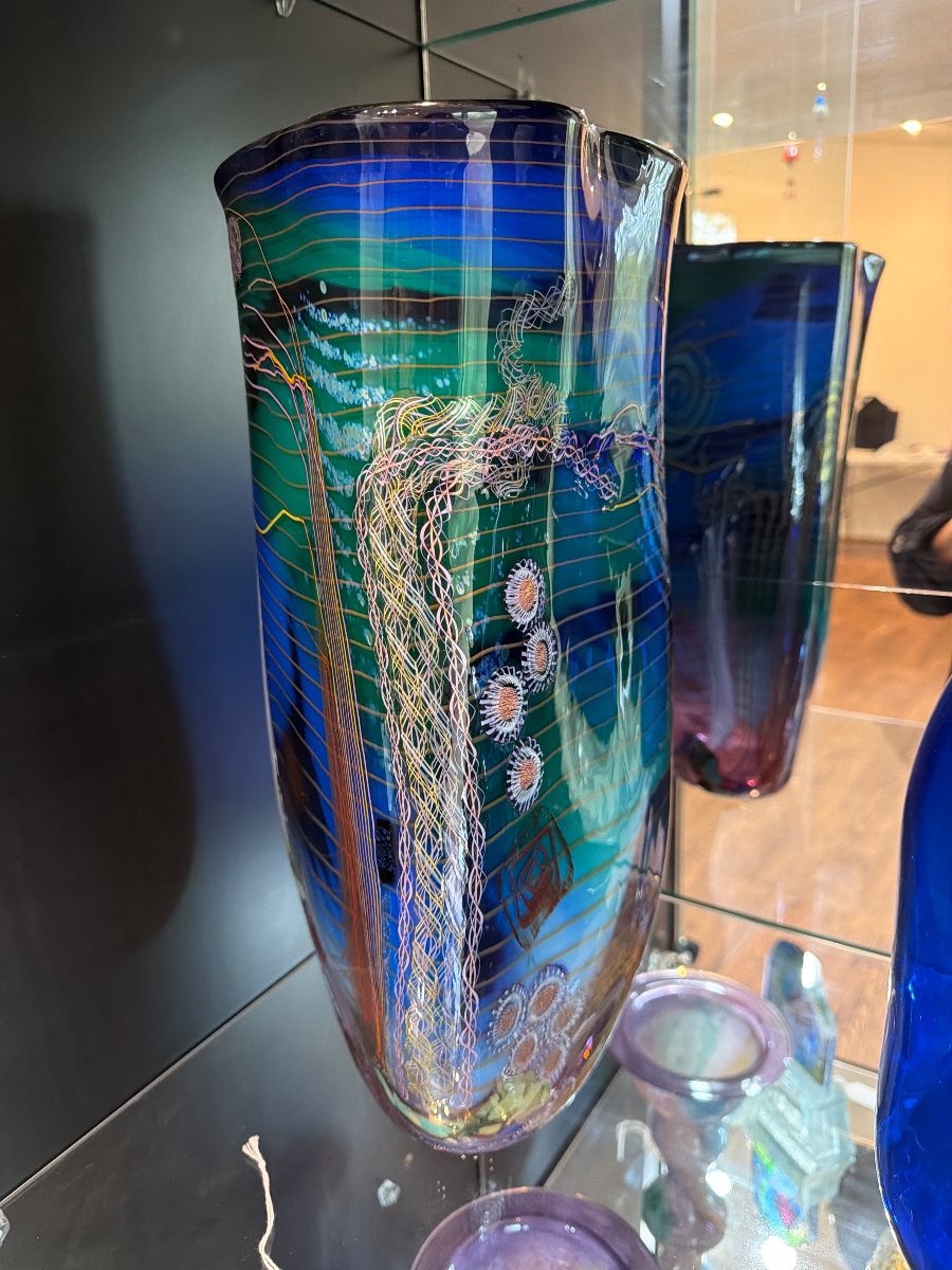 Blue and gold modern art style vase