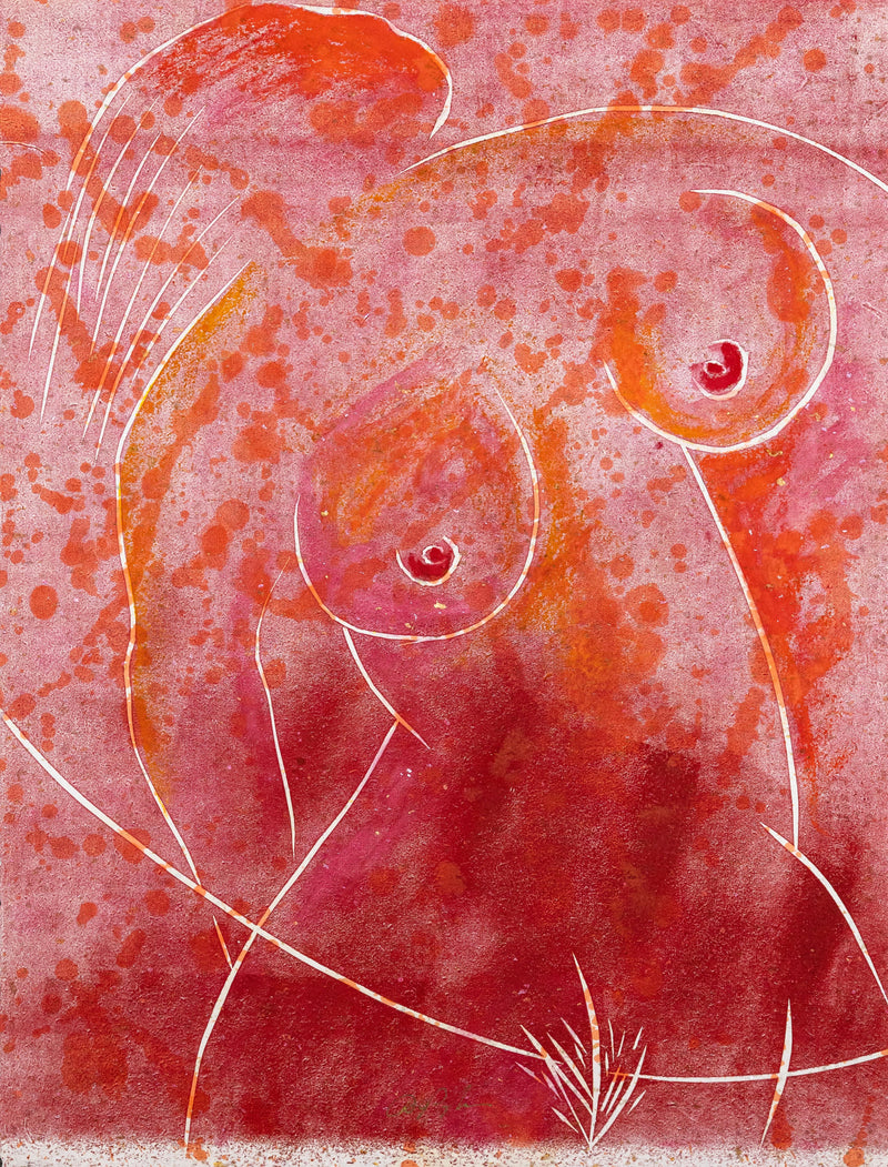 Dominic Pangborn Matisse Inspired Abstract Nude in Red Painting Unframed