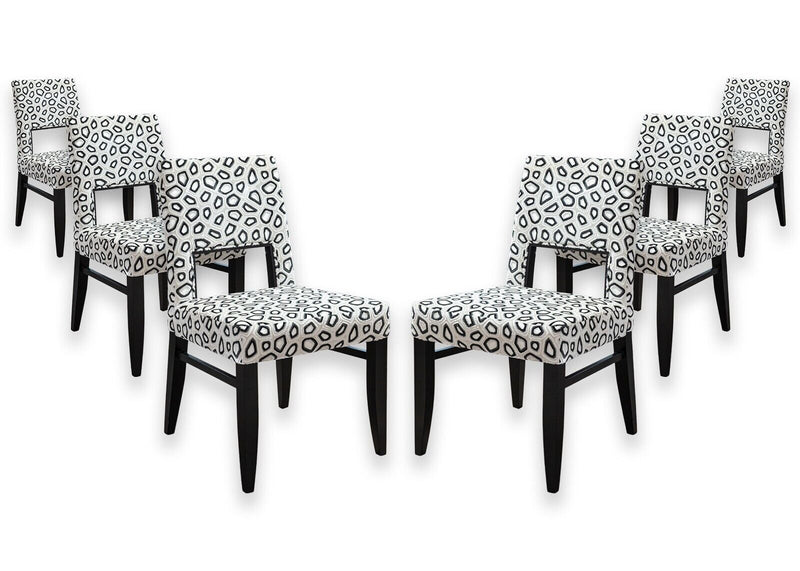 Set of 6 OFS Brand Kravet Fabric Black White Contemporary Modern Dining Chairs