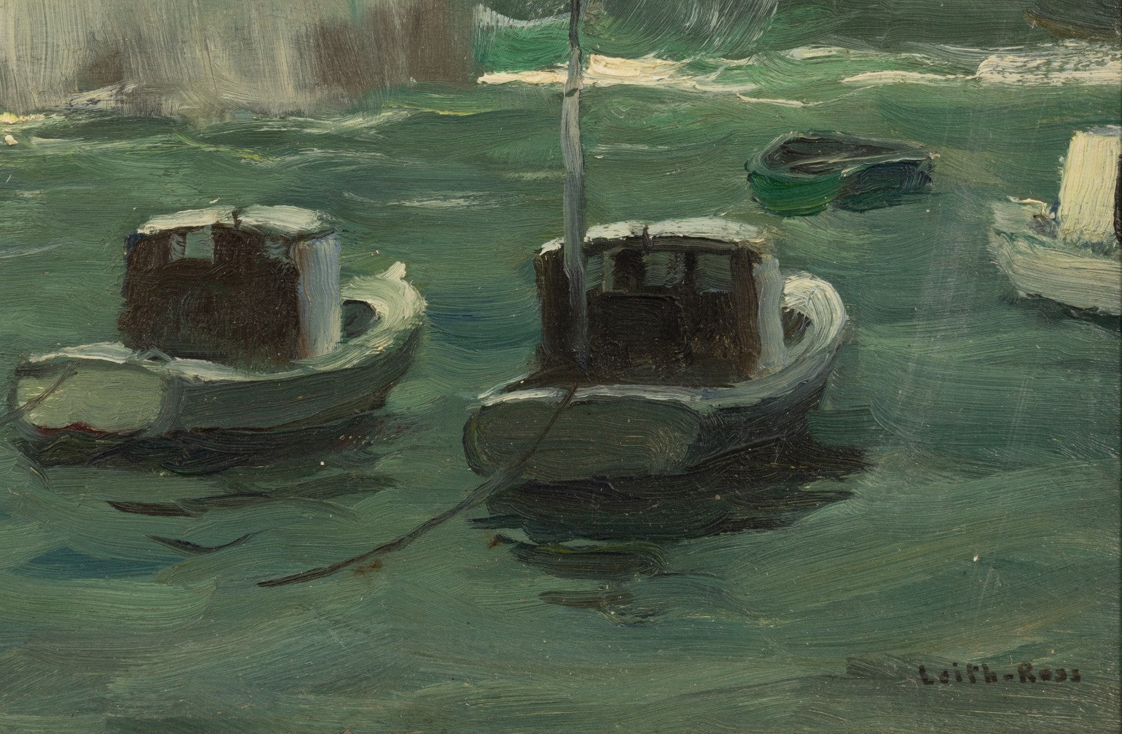 Harry Leith-Ross (1886-1973) Seascape with Boats Signed Oil New