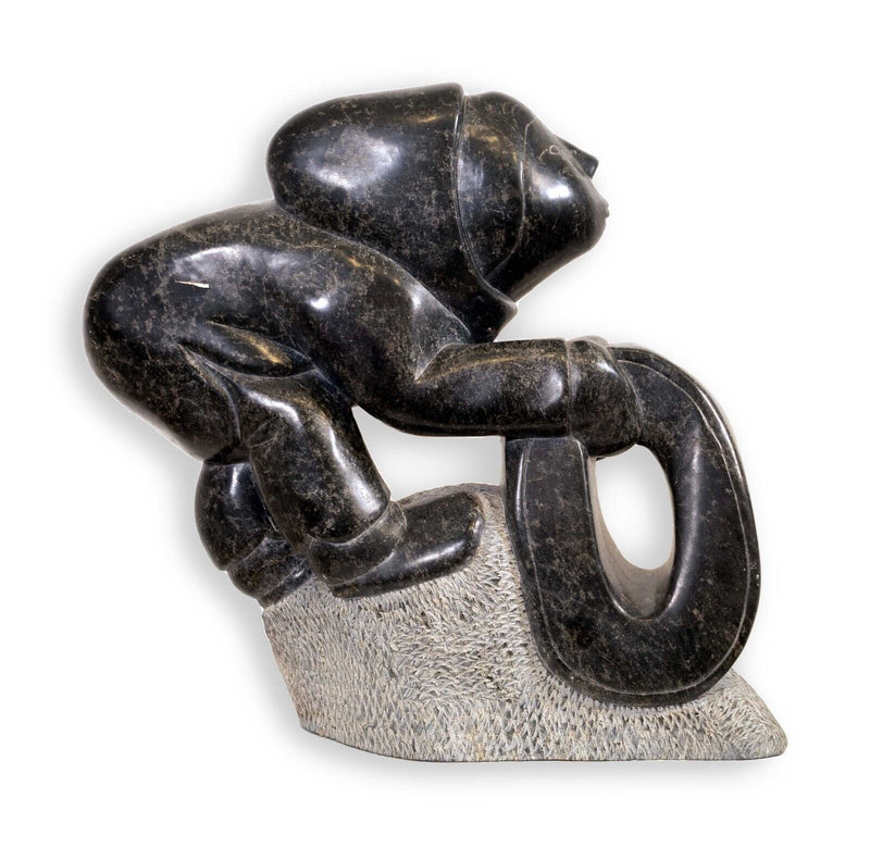 Eli Elijassiakpik Inuit Figurative Soapstone Carving Sculpture Quebec Canadian