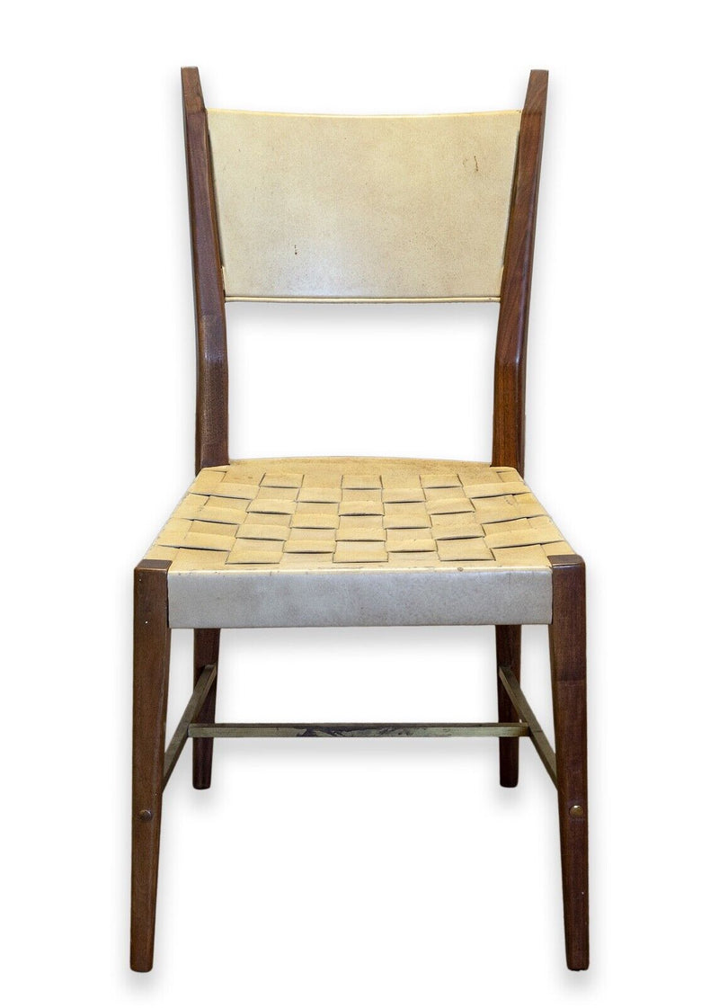 Paul McCobb Protype I Side Chair for Calvin Furniture Co. Woven Leather & Wood