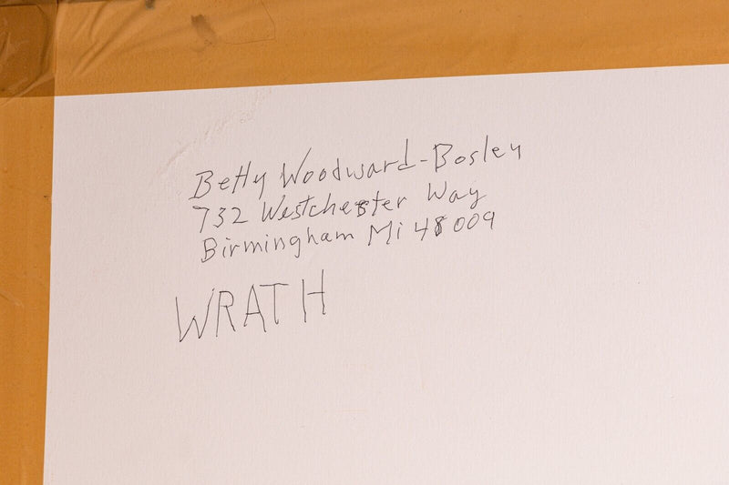 Betty Woodward-Bosley Wrath Signed Modern Figurative Drawing on Paper Framed