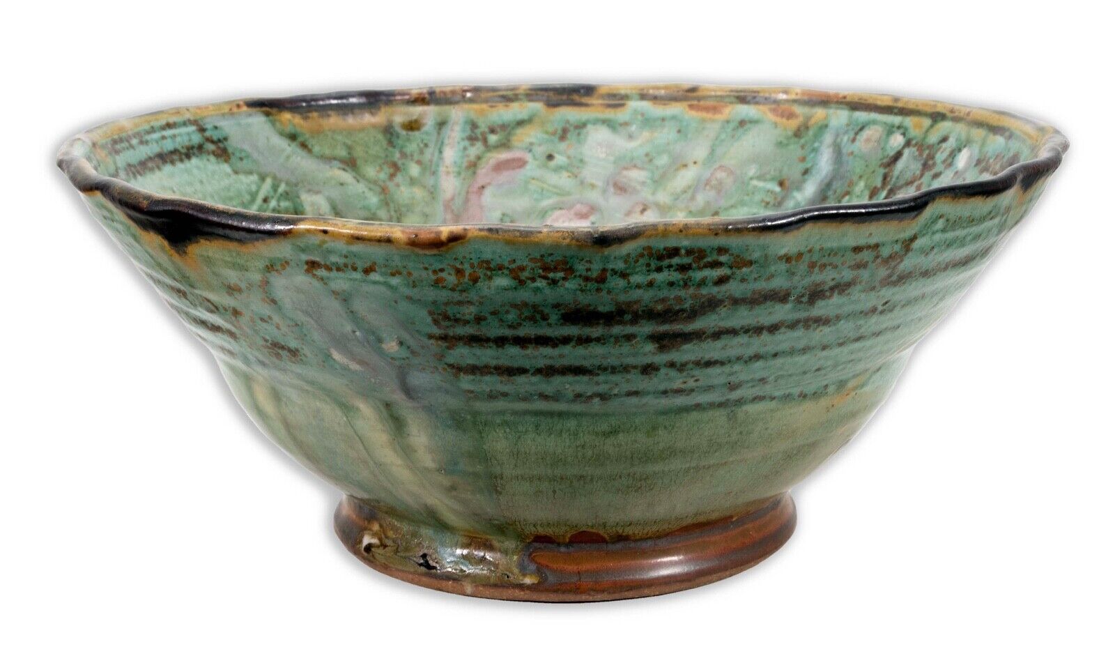 John Glick Ceramic Stoneware Turquoise Bowl Signed and Stamped