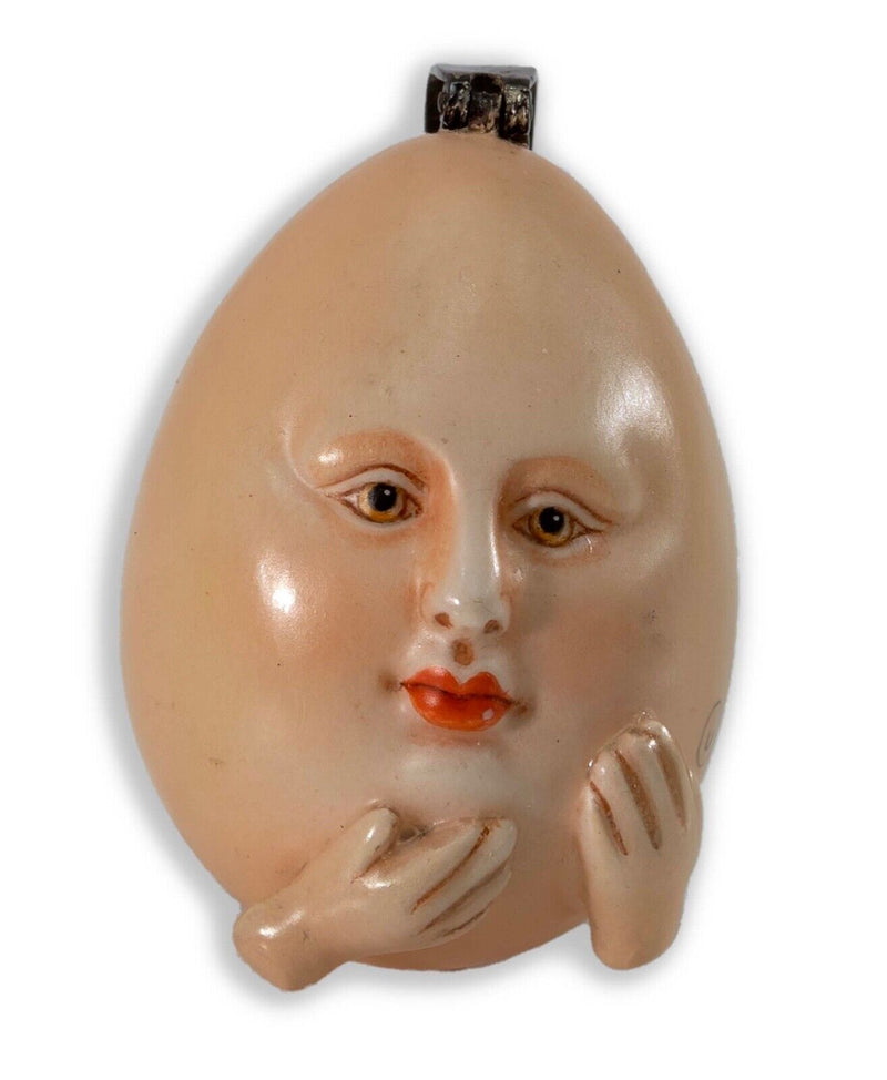 Sergio Bustamante Surreal Egg Pendant Signed Contemporary Hand Painted Plaster