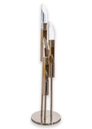 1970s Polished Chrome Three Fixture Table Lamp with Lucite Acrylic Prism Tips
