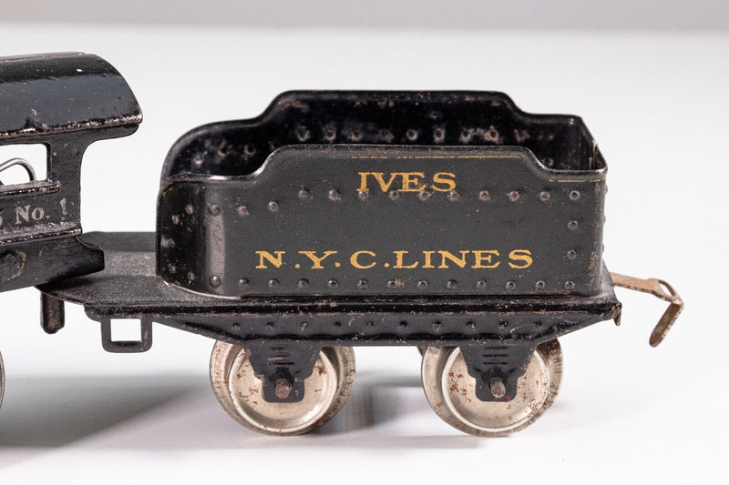 Ives Locomotive Coal Car No. 11 Windup Antique Toy Train Lithographed Tinplate