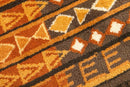 Mid Century Modern Aztec Style Vintage Brown and Orange Area Rug Fiber Carpet