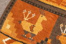 Mid Century Modern Aztec Style Vintage Brown and Orange Area Rug Fiber Carpet
