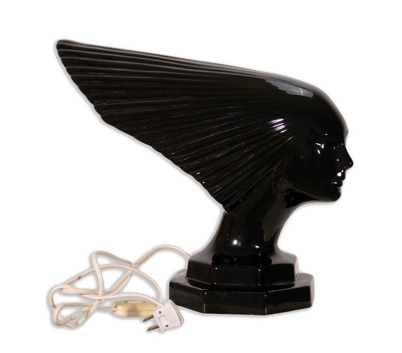 Rene Lalique Lady Victory Acrylic Art Deco Female Figural Sculptural Table Lamp