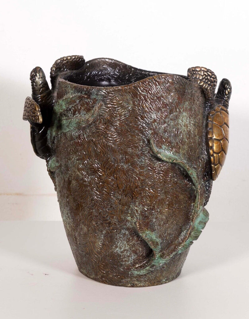 Joseph Quillian Mystical Spirits Signed Bronze Nautical Vase Vessel Sculpture