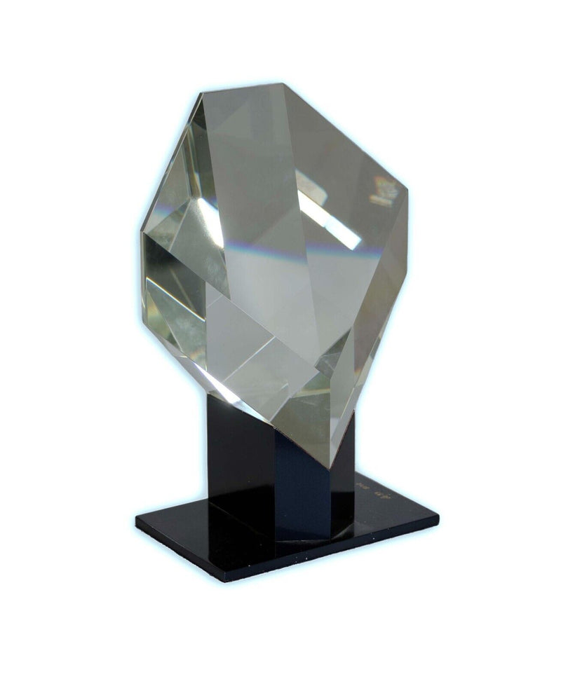 Karl Berg Contemporary Yellow Crystal Art Glass Prism Gem Sculpture CB 93 8/10