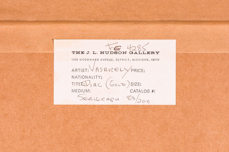 Victor Vasarely DiaC (Gold) Signed Op Art Modern Serigraph 83/200 Framed 1968