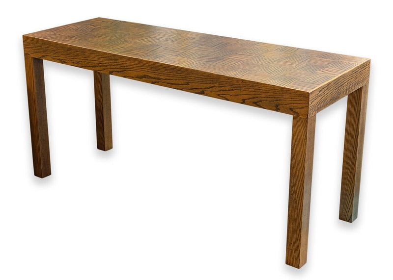 Contemporary Checkered Grain Zebra Wood Handcrafted Console Table