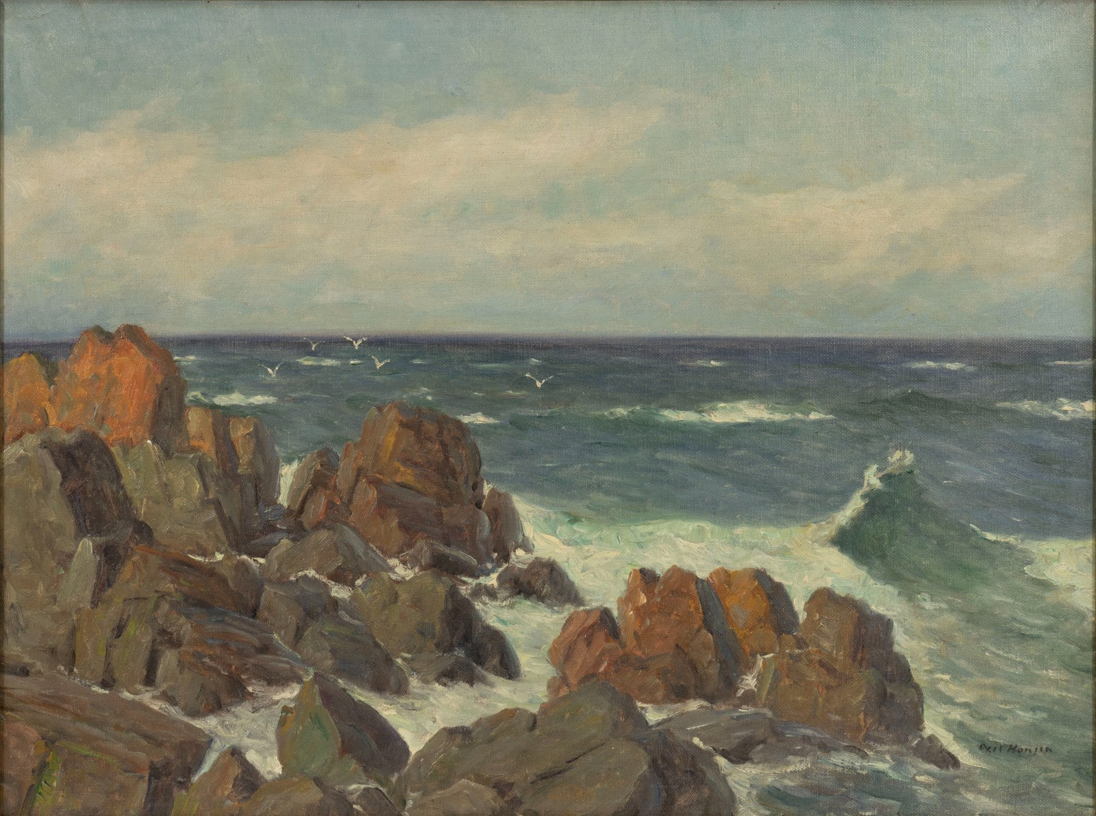 Aleksei Vasilievich Von Hanzen (1876-1937) Seascape Coast Signed