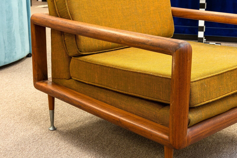 Mid Century Modern Robsjohn Gibbings Style Wood Frame Accent Lounge Armchair