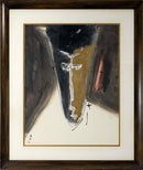 Norman Laliberte Modernist Mask Signed Mixed-Media Painting on Paper Framed 1951