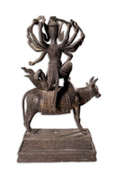 Antique Thai Tibet Gilt Bronze Statue Hindu God Lord Shiva on Nandi Bull Sculptu