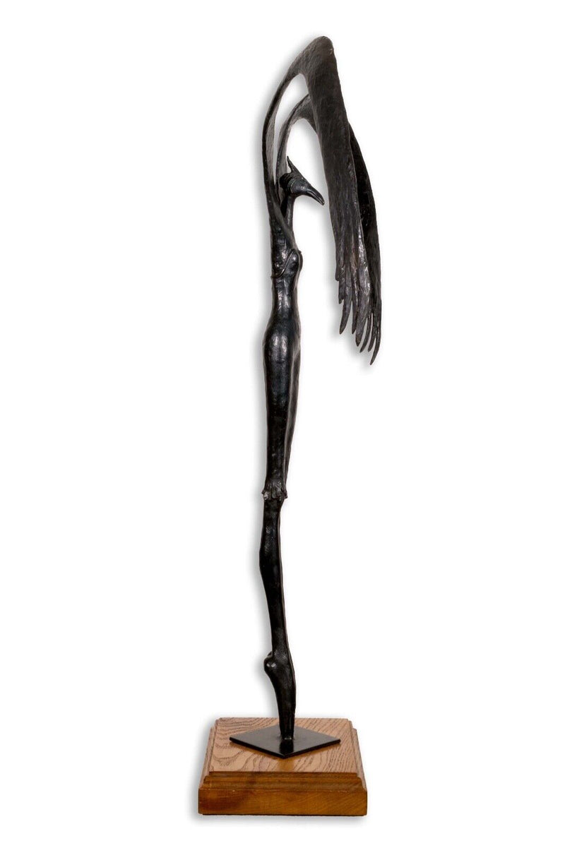 Karla Wyss Tye Bronze Sculpture of Black Swan Odile on Wood Base