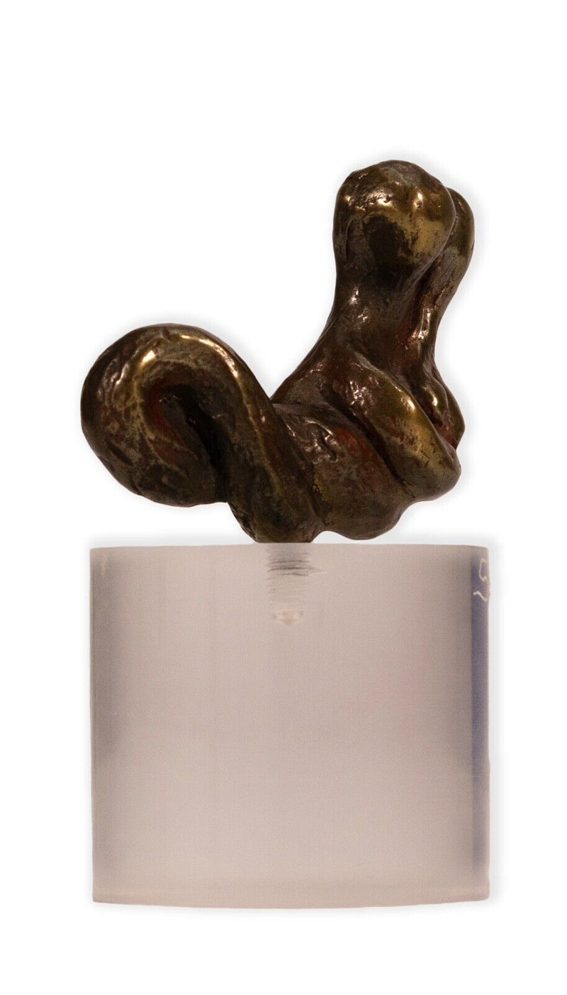 Arthur Schneider Signed Modernist Abstract Bronze Sculpture on Lucite Base 1970s