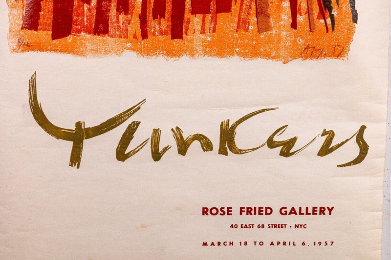 Adja Yunkers Rose Fried Gallery Modern Lithograph Hanging Exhibition Poster 1957