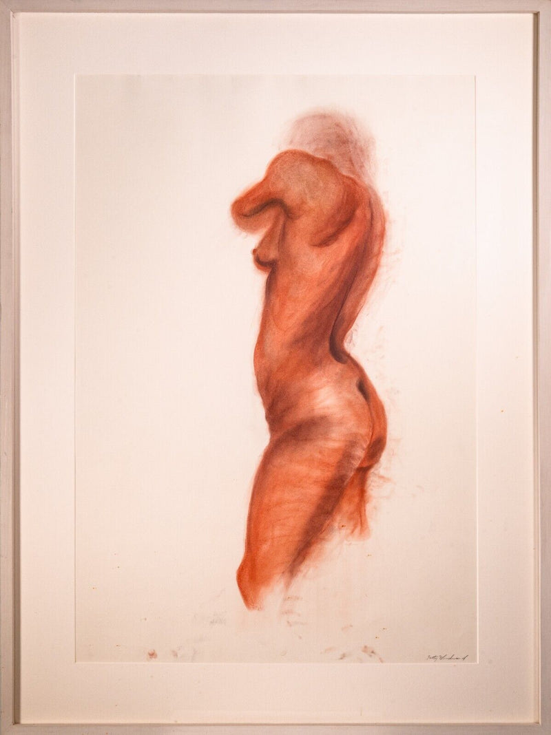 Betty Woodward-Bosley Figure in Red Signed Modern Drawing on Paper Framed