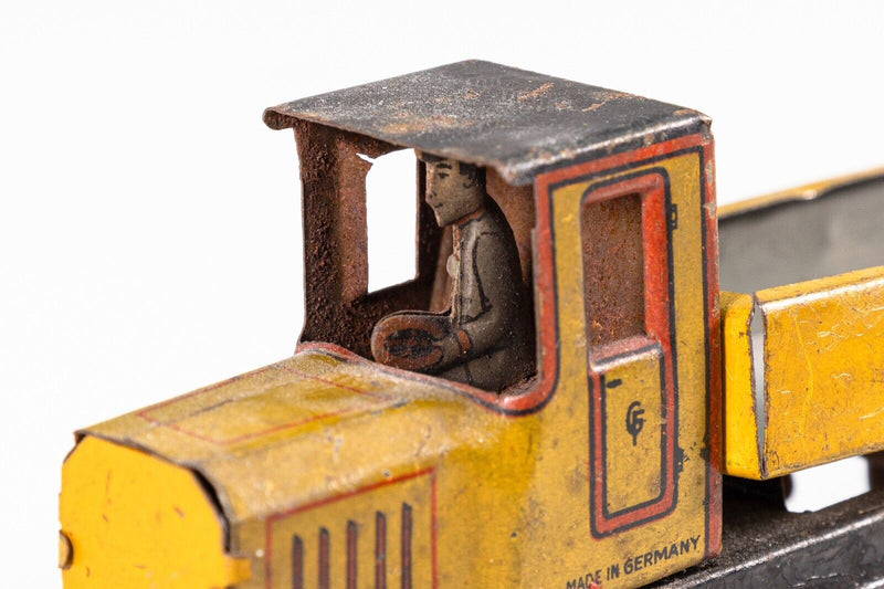 Georg Fisher Penny Car Yellow Dump Truck Antique Lithographed Tinplate Toy