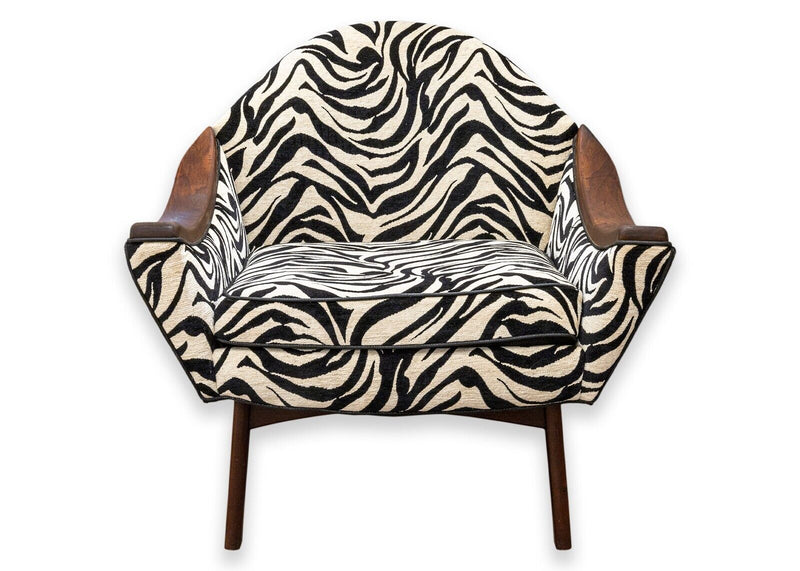 Pair of Adrian Pearsall Style Zebra Print Upholstery His and Hers Accent Chairs