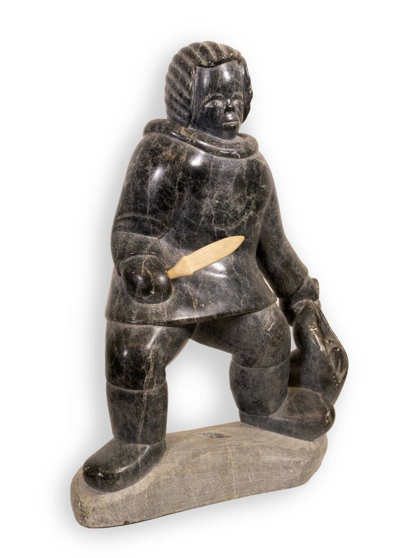 Povungnituk Hunter Inuit Figurative Soapstone Carving Sculpture Quebec Canadian