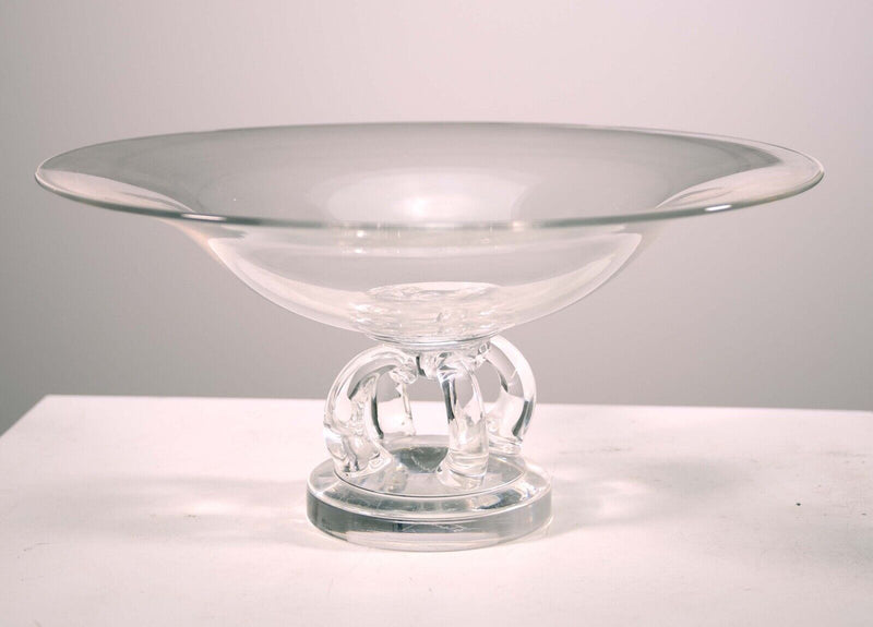 Steuben Scrolled Footed Tazza Pedestal Glass Bowl Mid Century Modern