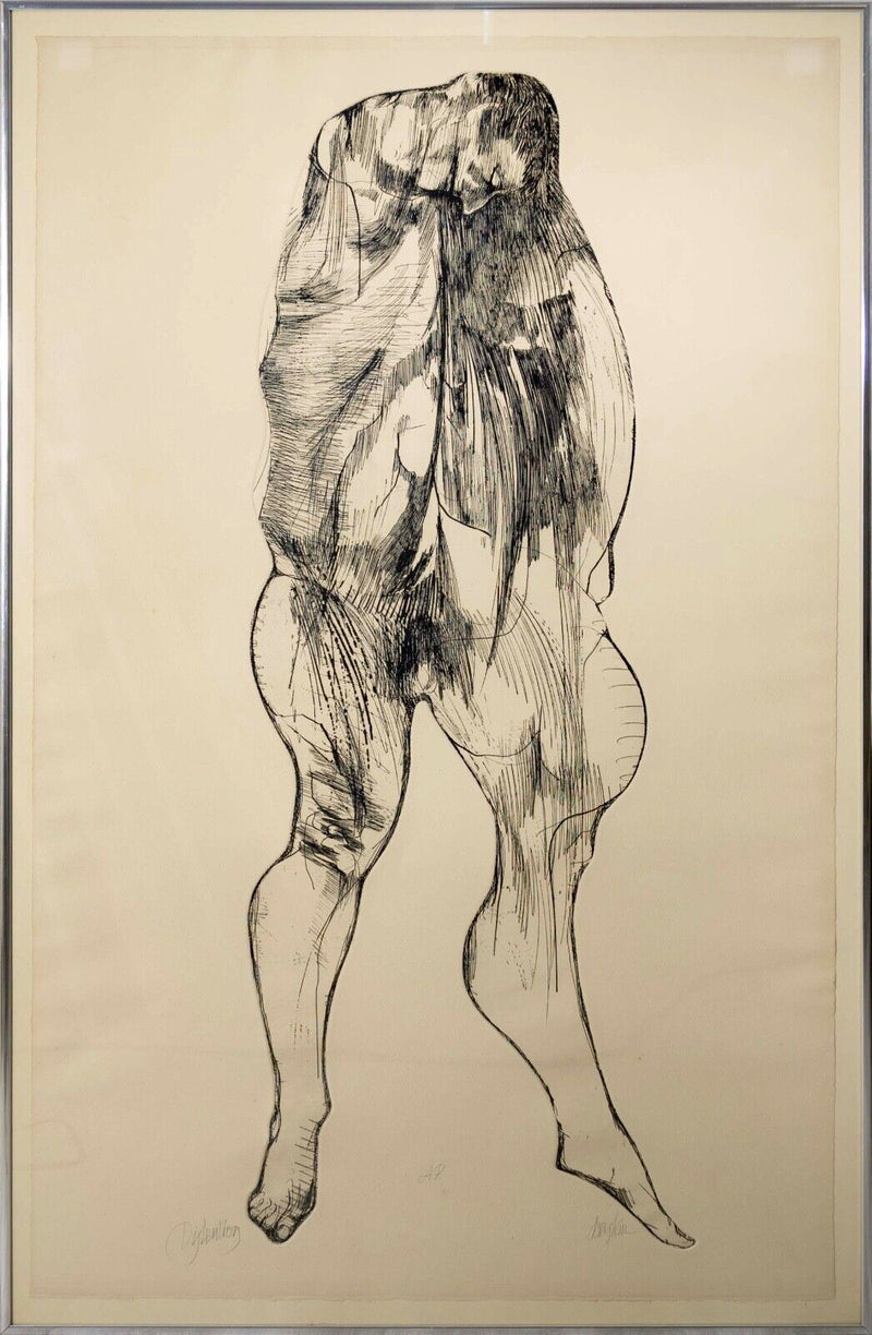 Leonard Baskin Distension Signed Modern Figurative Etching on Paper Framed 1970