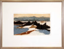 Charles Culver Signed Sea & Mountains Modern Pastel Drawing on Paper Framed 1950