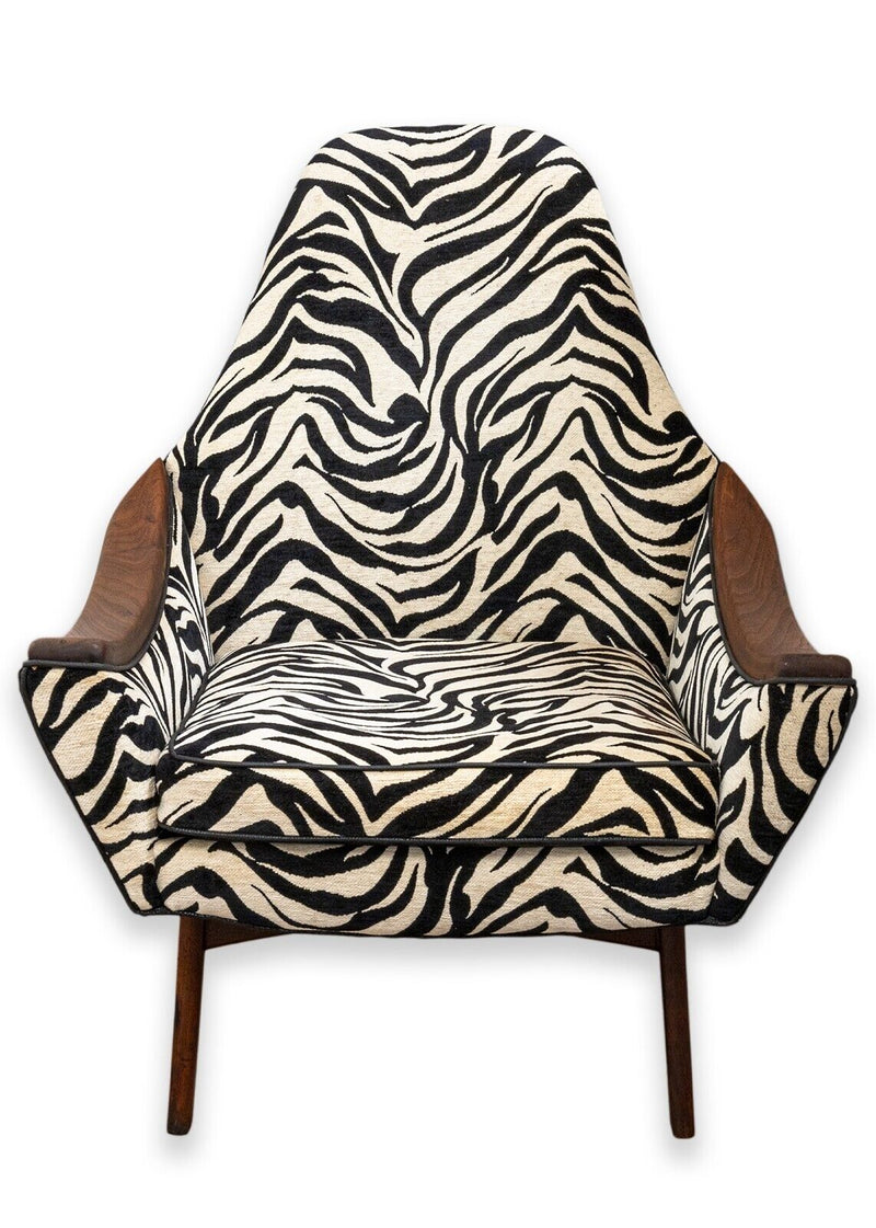 Pair of Adrian Pearsall Style Zebra Print Upholstery His and Hers Accent Chairs