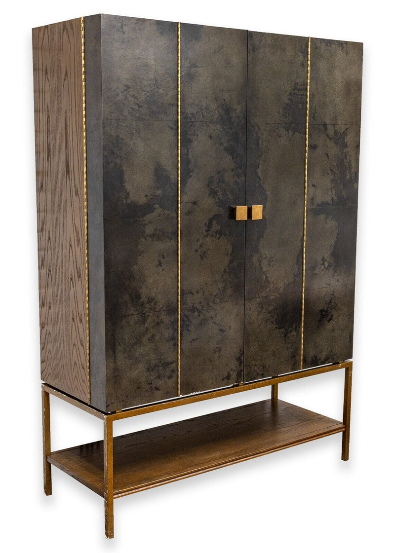 Julian Chichester Black Vellum Finish Pollock Drinks Cabinet Mirrored Dry Bar