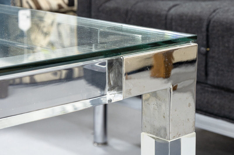 Design Institute America Glass Lucite and Chrome Modern Cocktail Coffee Table