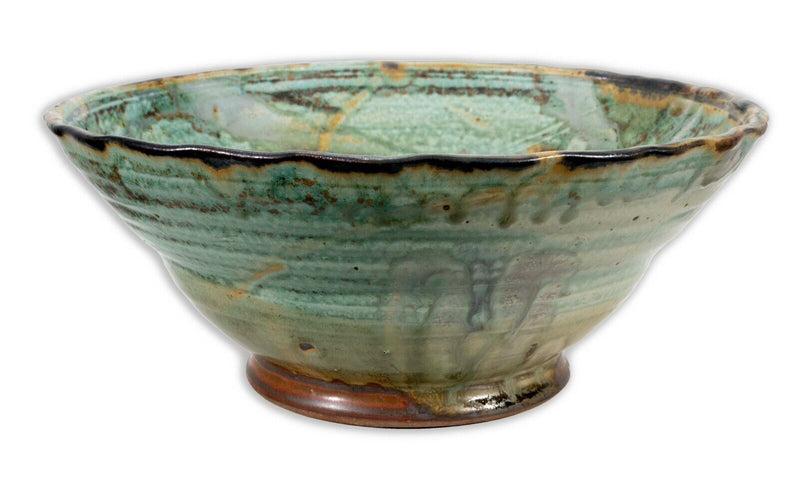 John Glick Ceramic Stoneware Turquoise Bowl Signed and Stamped