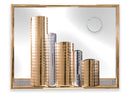 1980s Gold and Silver Acrylic Cityscape Skyline Glass Mirror Wall Sculpture