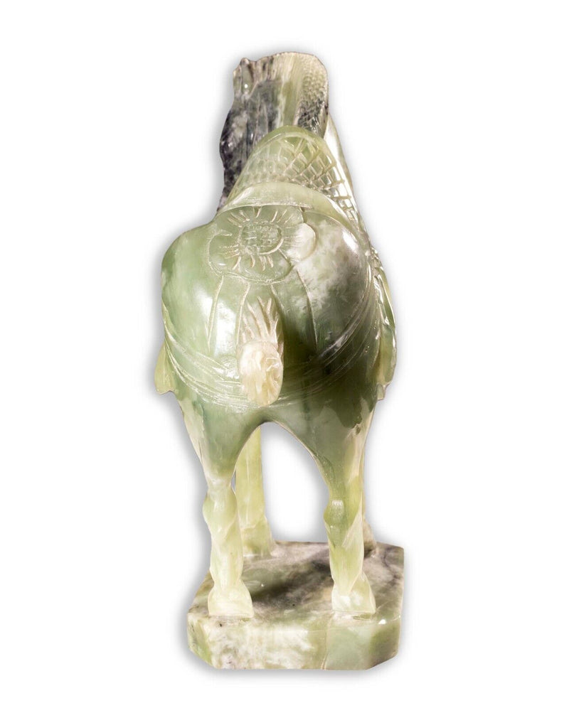 Antique Chinese Tang Horse Figurine Hand-Carved Natural Green Hardstone Jade 190