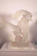 Modern Contemporary Carved Acrylic Geese in Flight Table Sculpture on Base