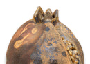 Modern Pomegranate Raku Ceramic Sculpture with Blue and Gold Glaze Signed