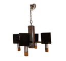 Sonneman Smoked Acrylic Wood and Metal Vintage Mid Mod Light Fixture Chandelier