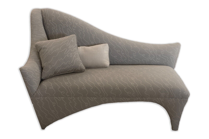 Vladimir Kagan Style Postmodern Asymmetrical Settee Chaise Lounge Fabric Sofa