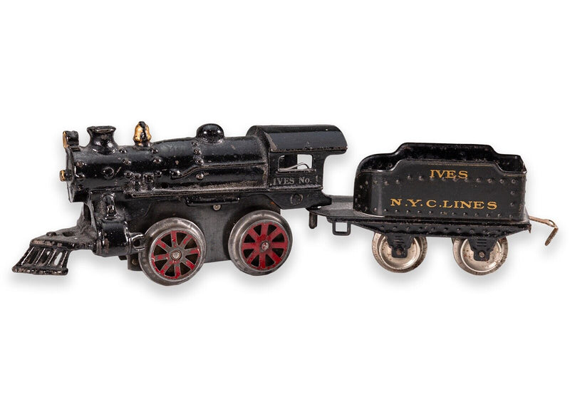 Ives Locomotive Coal Car No. 11 Windup Antique Toy Train Lithographed Tinplate