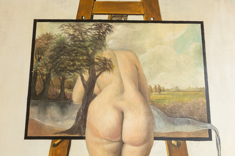 Thad Miller Nude at Easel Signed Modern Oil Painting Somerset Series 1978 Framed