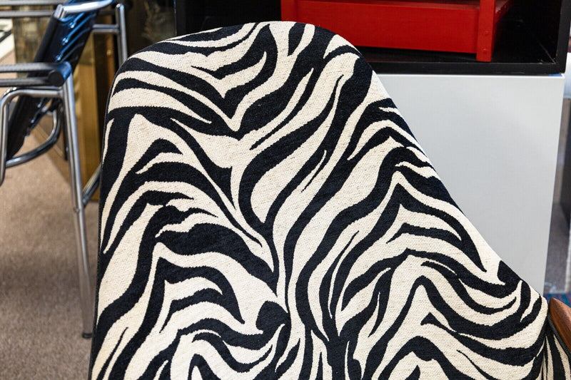 Pair of Adrian Pearsall Style Zebra Print Upholstery His and Hers Accent Chairs